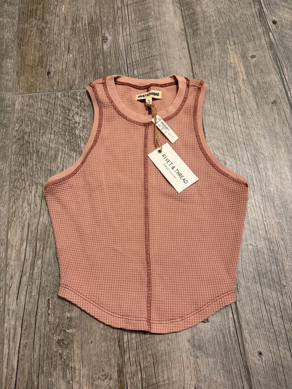 Madewell Rivet & Thread Waffle-Knit Tank Top - Dusty Rose NWT